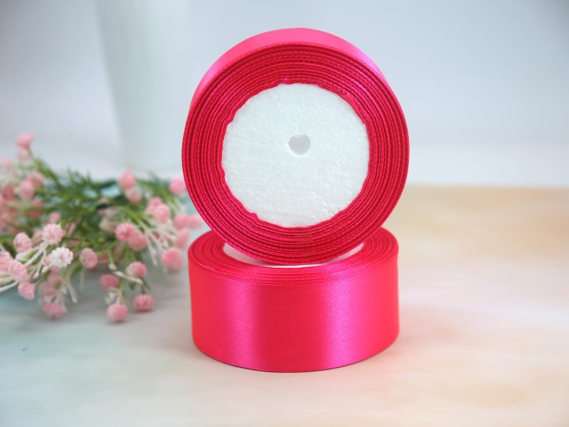 JESEP 1 1/2" Single Face Satin Ribbon Hot Pink 2Rolls 50 Yards Fabric Single Face Ribbon Silk Floral Wedding Party Wreath Decorative Ribbon for Valentine's Day & Mother's Day Sewing-Binding-Bow - Image 5